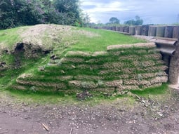 2 weeks after a client constructed a retaining garden wall with SoluForm's MSE Bagwork. The MSE bagwork have started to vegetate
