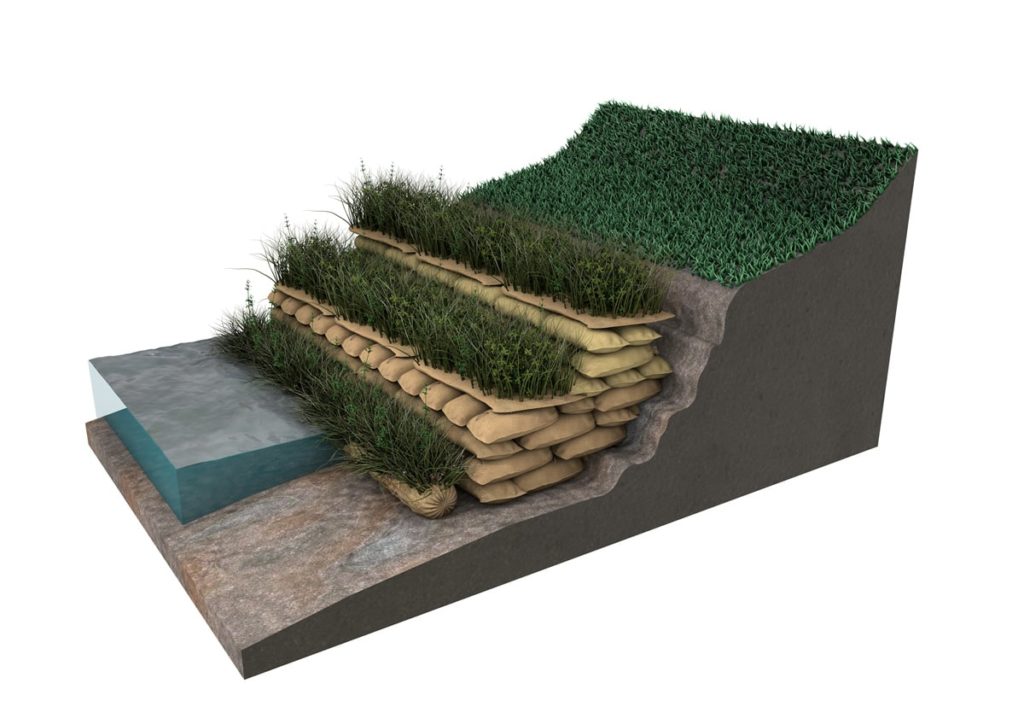 Placement Using Coir Rolls and Mats